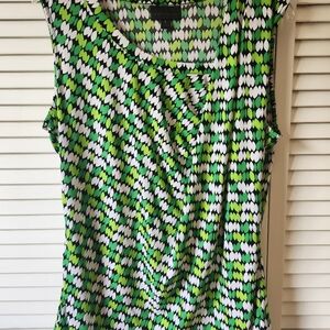 Worthington Green and White Patterned Blouse